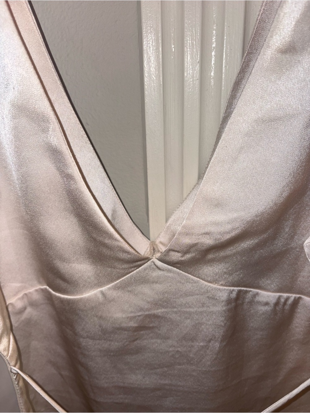 Satin V-Neck Slip Dress in Light Blush